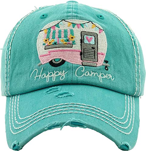 Happy Camper Distressed Patch Hat by Funky Junque