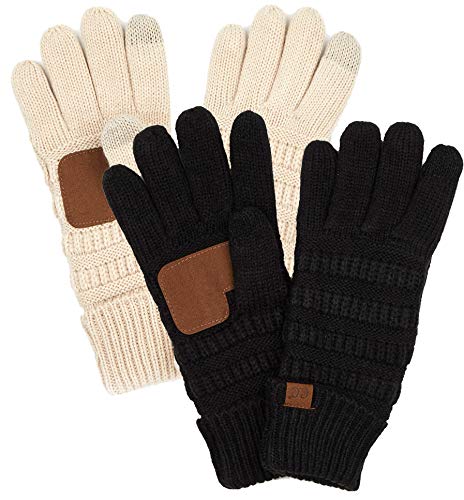 Solid Knit Fleece Lined Gloves by Funky Junque