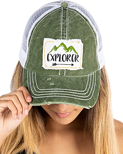 Explorer Distressed Vintage Patch Baseball Cap by Funky Junque