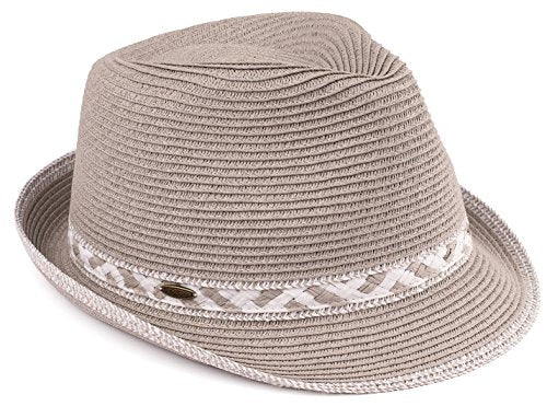 Duo Tone Woven Band Straw Summer Fedora by Funky Junque