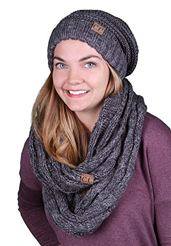 Multicolor Oversized Slouchy Beanie & Infinity Scarf Set by Funky Junque