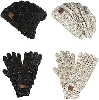 Confetti Oversized Beanie & Gloves Matching Set by Funky Junque