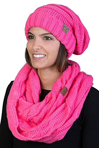 Solids Oversized Slouchy Beanie & Infinity Scarf Set by Funky Junque