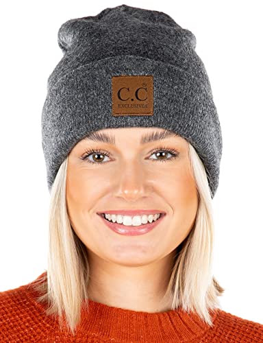 Classic Knit Leather Patch Beanie