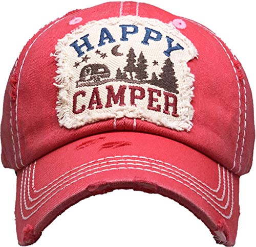 Happy Camper Distressed Patch Hat by Funky Junque