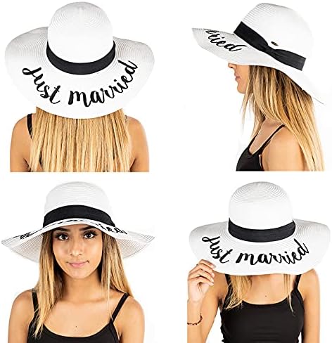 Just Married Embroidered Sun Hat by Funky Junque