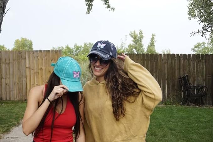 Butterfly Hearts Distressed Patch Hat by Funky Junque