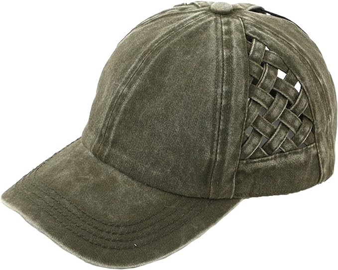 Basketweave Criss Cross Ponytail Hat by Funky Junque
