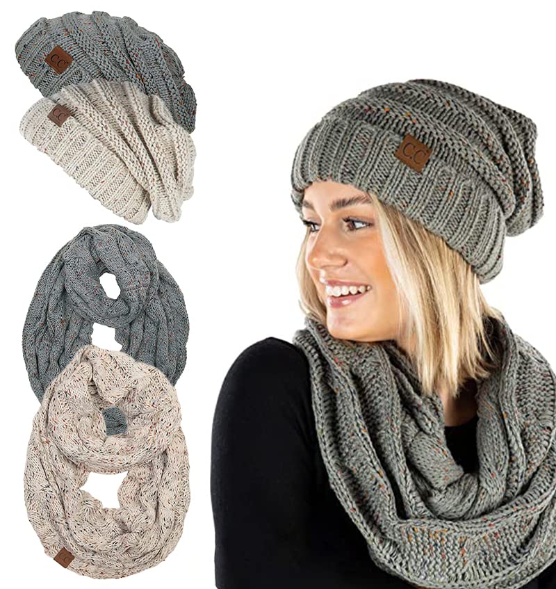 Confetti Oversized Slouchy Beanie & Infinity Scarf Set by Funky Junque