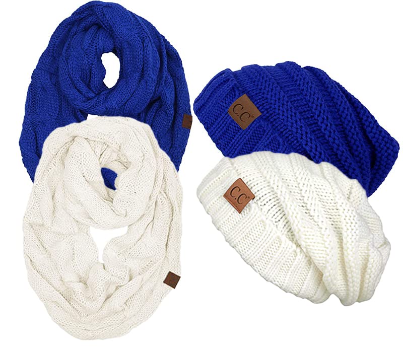 Solids Oversized Slouchy Beanie & Infinity Scarf Set by Funky Junque