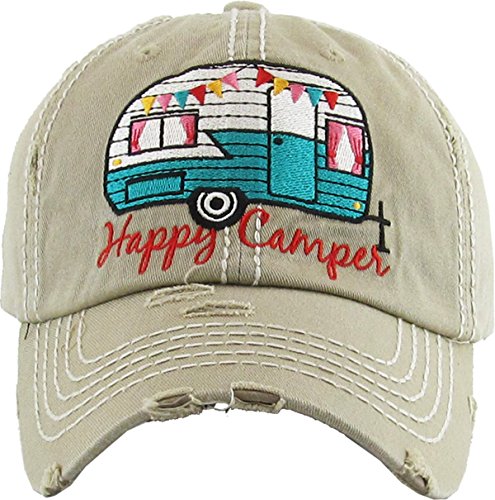 Happy Camper Distressed Patch Hat by Funky Junque