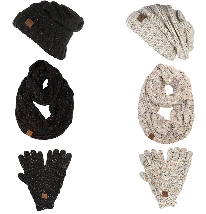 Confetti Matching Infinity Scarf, Oversized Beanie & Gloves Set by Funky Junque