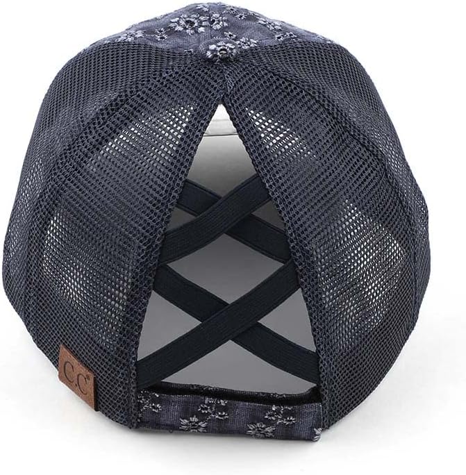 Eyelet Criss Cross Ponytail Hat by Funky Junque