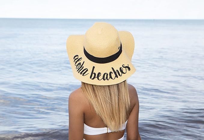 Aloha Beaches Embroidered Sun Hat by Funky Junque