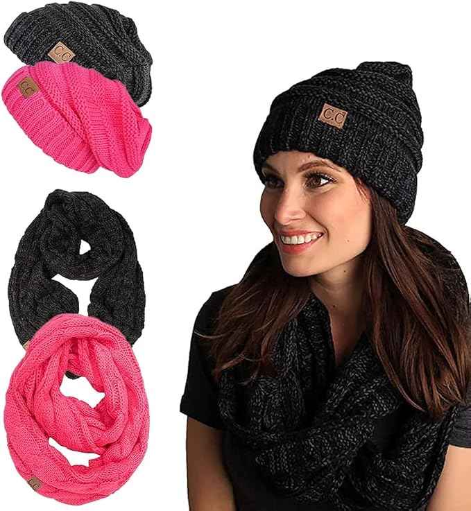 Confetti Oversized Slouchy Beanie & Infinity Scarf Set by Funky Junque