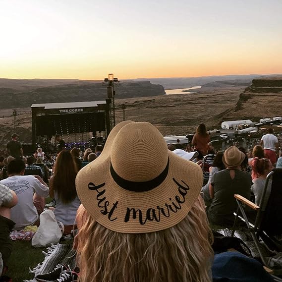 Just Married Embroidered Sun Hat by Funky Junque