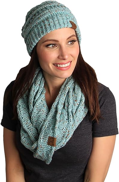 Confetti Knit Beanie & Infinity Scarf Matching Set by Funky Junque