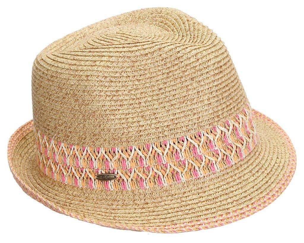 Multicolor Woven Band Straw Summer Fedora by Funky Junque