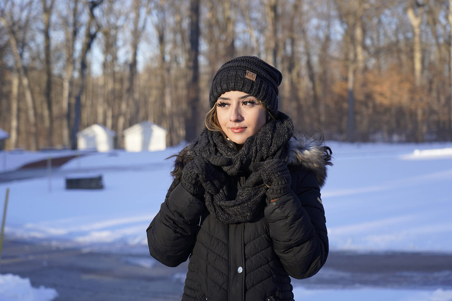 Confetti Matching Infinity Scarf, Oversized Beanie & Gloves Set by Funky Junque