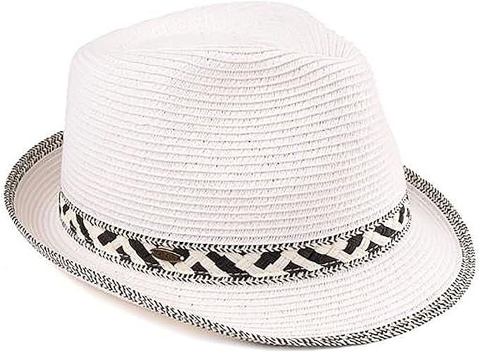 Multicolor Woven Band Straw Summer Fedora by Funky Junque