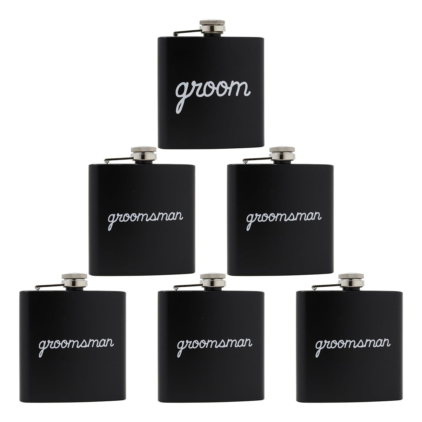 Stainless Steel Hip Flasks 5 Oz. Groom & Groomsman by Funky Junque