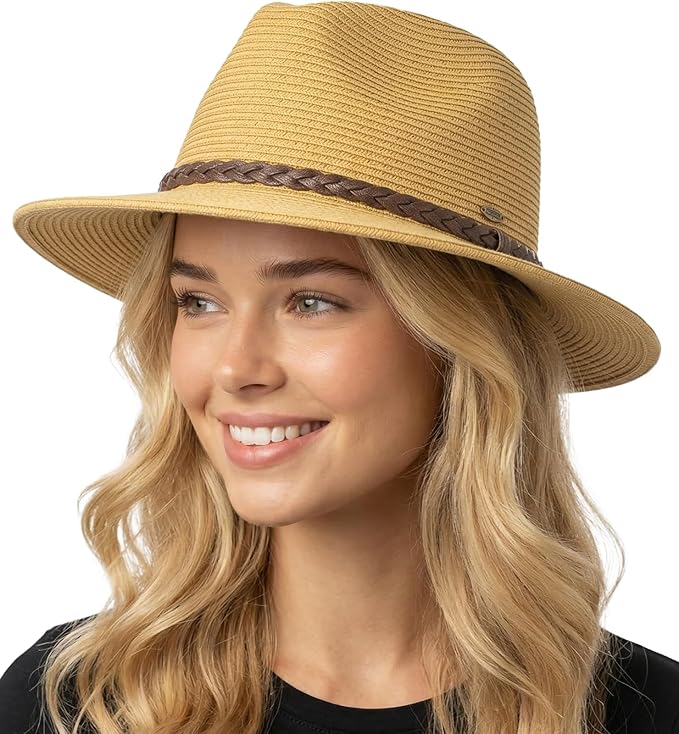 Women's Floppy Beach Packable Straw Panama Sun Hat