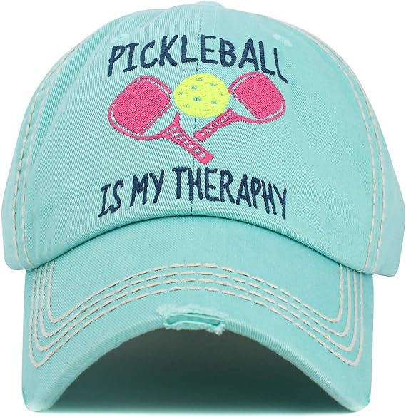 Pickleball is My Therapy Distressed Patch Hat by Funky Junque