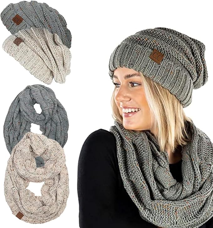 Confetti Oversized Slouchy Beanie & Infinity Scarf Set by Funky Junque