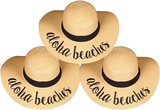 Aloha Beaches Embroidered Sun Hat by Funky Junque