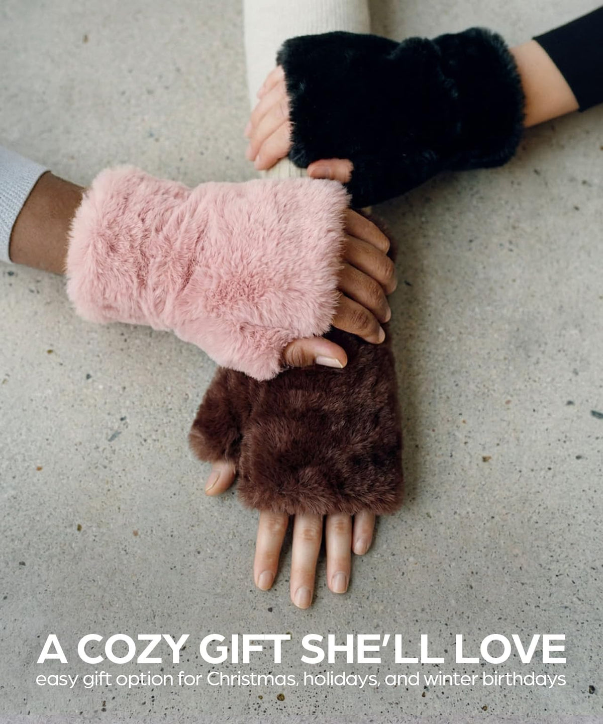 Fingerless Faux Fur Lined Fuzzy Gloves