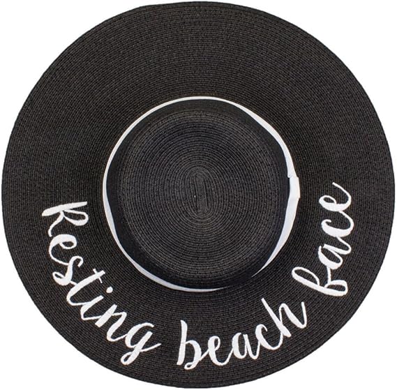 Resting Beach Face Embroidered Sun Hat by Funky Junque