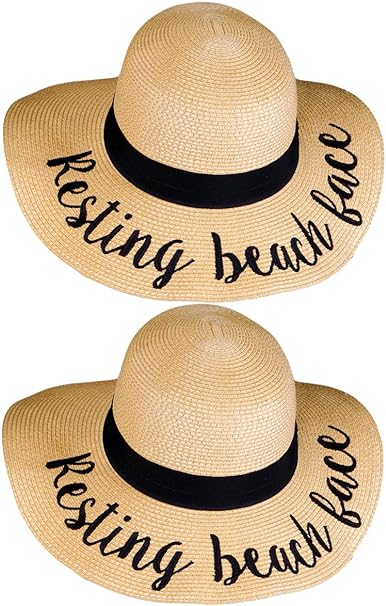 Resting Beach Face Embroidered Sun Hat by Funky Junque