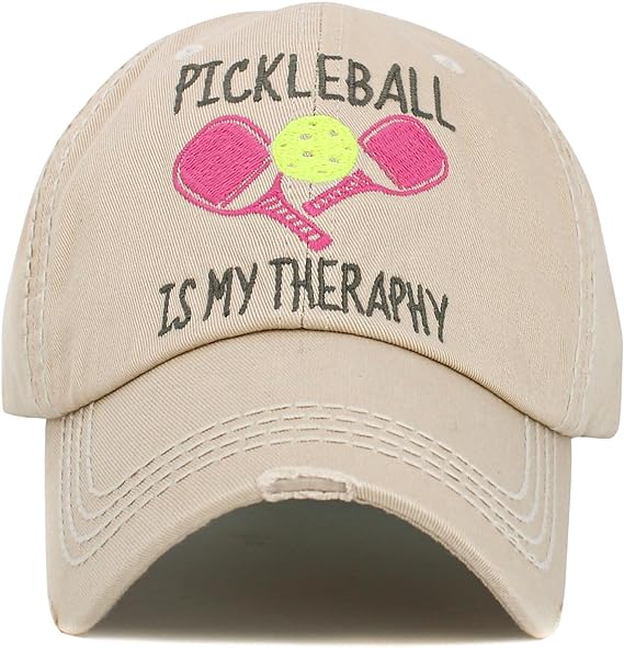 Pickleball is My Therapy Distressed Patch Hat by Funky Junque