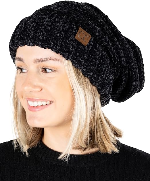 Chenille Oversized Slouchy Beanie by Funky Junque