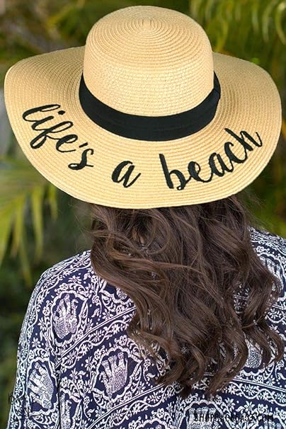 Life's a Beach Embroidered Sun Hat by Funky Junque