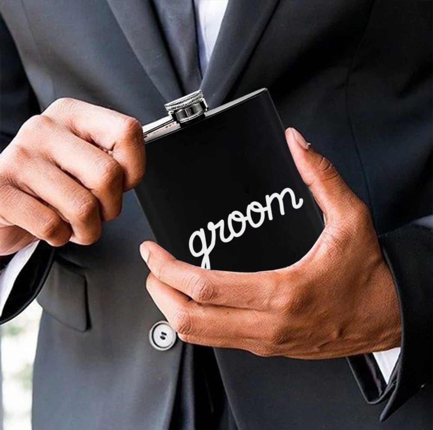 Stainless Steel Hip Flasks 5 Oz. Groom & Groomsman by Funky Junque