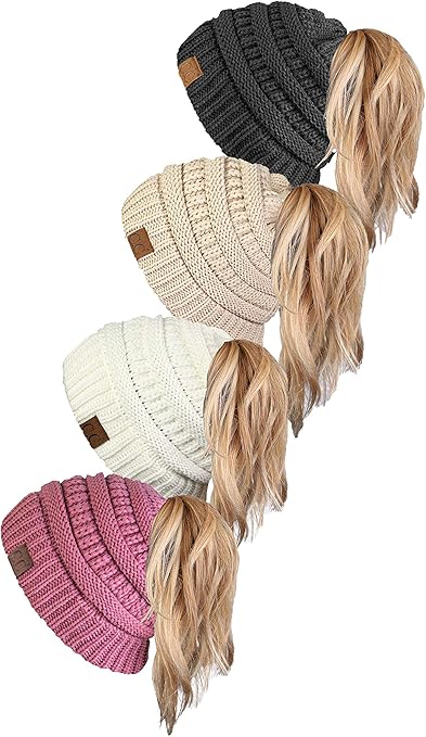 Ponytail Messy Bun Beanie - Multipacks
