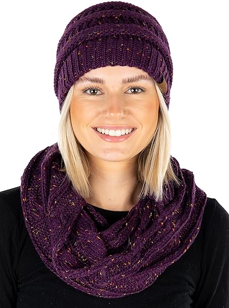 Confetti Knit Beanie & Infinity Scarf Matching Set by Funky Junque