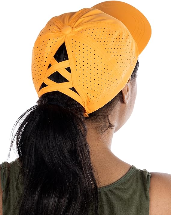 Laser Cut Criss Cross Ponytail Hat by Funky Junque