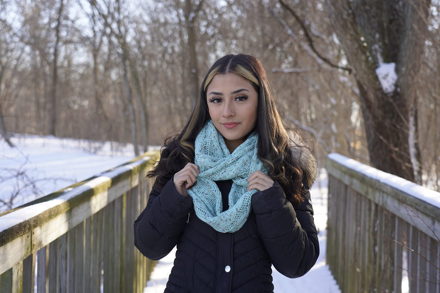 Multicolor Oversized Slouchy Beanie & Infinity Scarf Set by Funky Junque