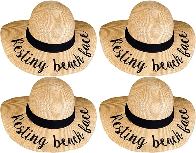 Resting Beach Face Embroidered Sun Hat by Funky Junque