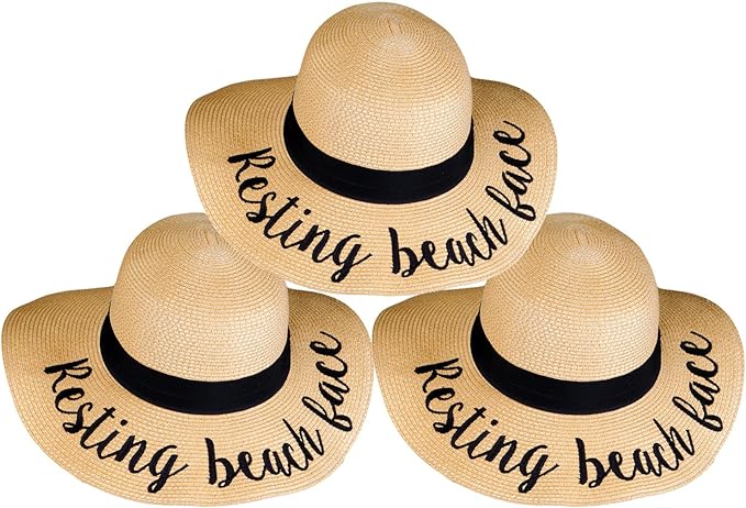 Resting Beach Face Embroidered Sun Hat by Funky Junque