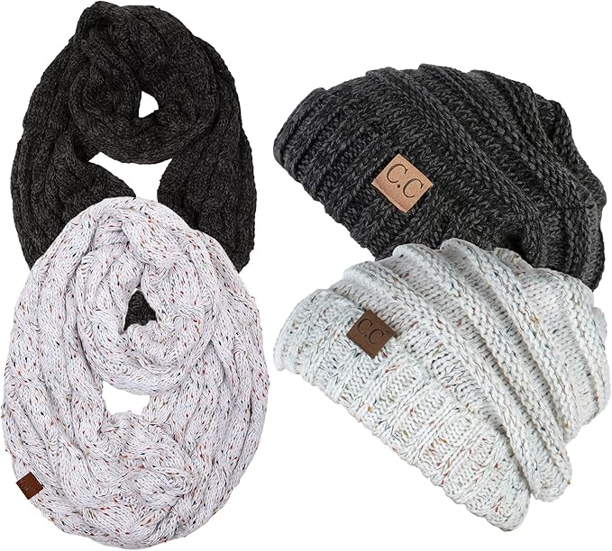 Confetti Oversized Slouchy Beanie & Infinity Scarf Set by Funky Junque