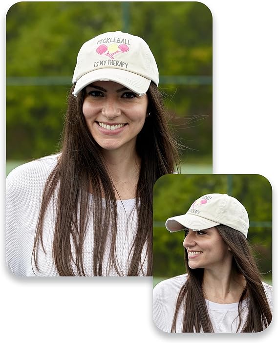 Pickleball is My Therapy Distressed Patch Hat by Funky Junque