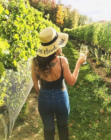 On Cloud Wine Embroidered Sun Hat by Funky Junque