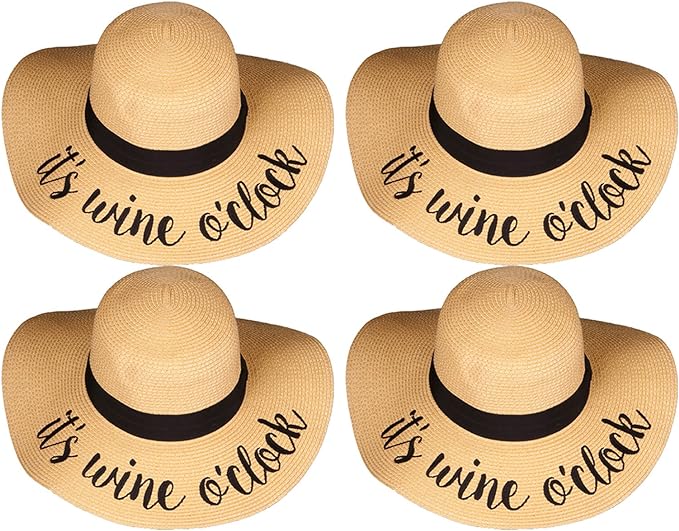 It's Wine O'clock Embroidered Sun Hat by Funky Junque