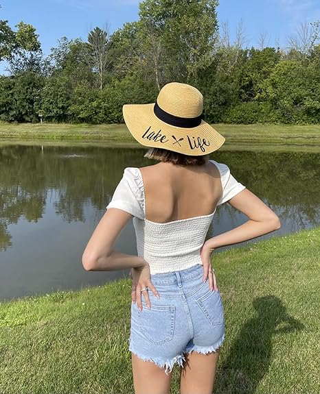 Lake Life Embroidered Sun Hat by Funky Junque
