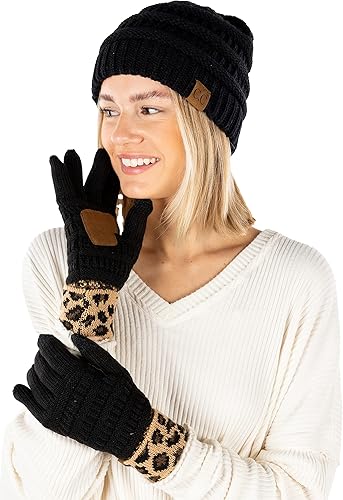 Slouchy Beanie & Gloves Matching Set