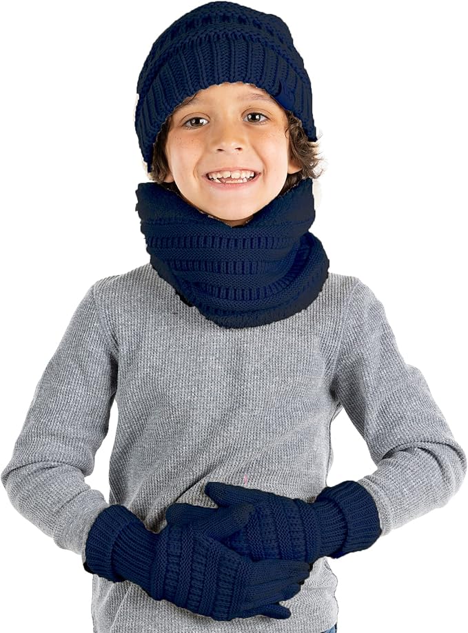 Kids Beanie, Neck Warmer & Gloves Matching Set by Funky Junque
