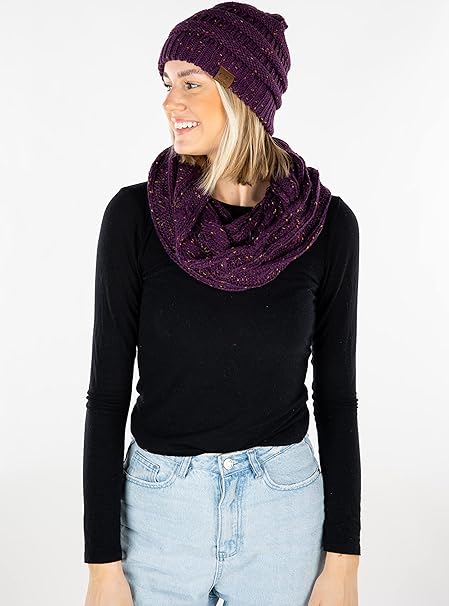 Confetti Knit Beanie & Infinity Scarf Matching Set by Funky Junque